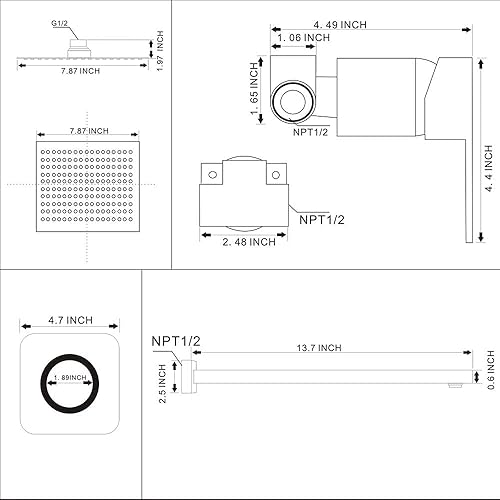 Miniatura 6 de JingGang Juego de grifo de ducha de níquel cepillado para baño, sistema de ducha de lluvia de lujo con cabezal de ducha de lluvia, kit de molduras