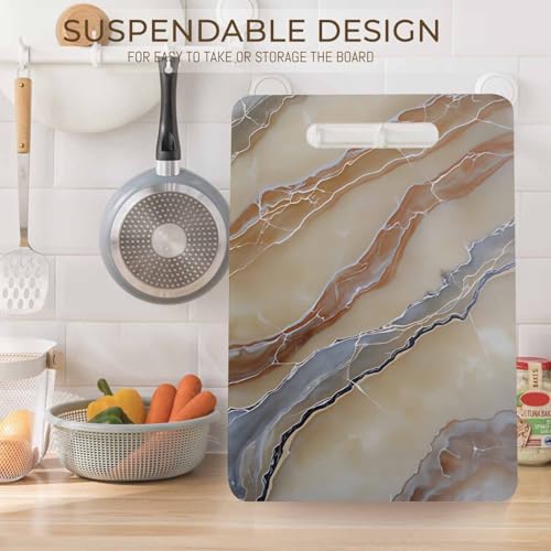 Tabla de Cortar Yekiua Onyx Marble 40.39 cm x 25.40 cm x 0.51 cm con Mango, Diseño Marmolado, Plástico, Apta para Lavavajillas miniatura 5