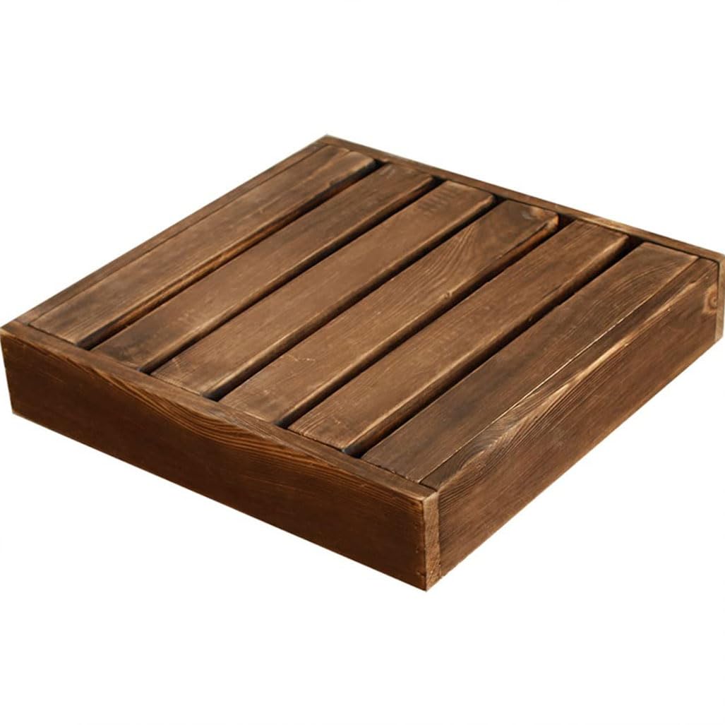DFGHNBVC Wooden Square Plant Caddy With Hidden Casters, Retro Rolling Plant Stand Featuring A 360° Universal Wheel, Wood Planter Dolly For Flower Pots—Roller Base Plants Movers 14Inch,Brown-14Inch