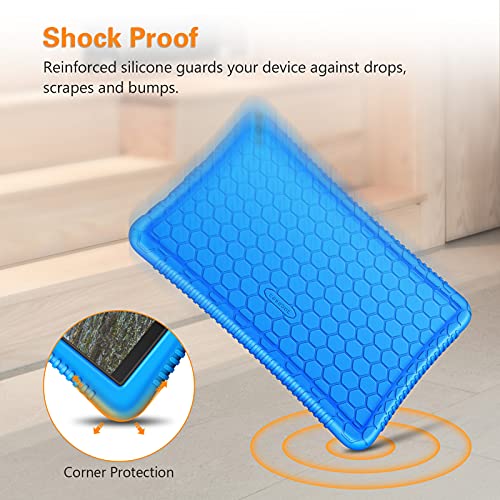 Fintie Silicone Case For All-New Fire Hd 10 And Fire Hd 10 Plus Tablet (Only Compatible With 11Th Generation 2021 Release) - [Honey Comb] Light Weight Shock Proof Back Cover, Blue #TOP5