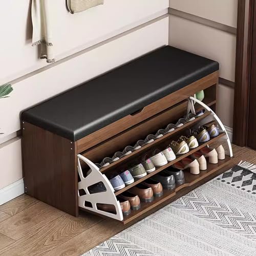 Estante de almacenamiento para zapatos, fácil de montar, diseño de ahorro de espacio con cojín superior para sentarse cómodamente y almacenamiento organizado