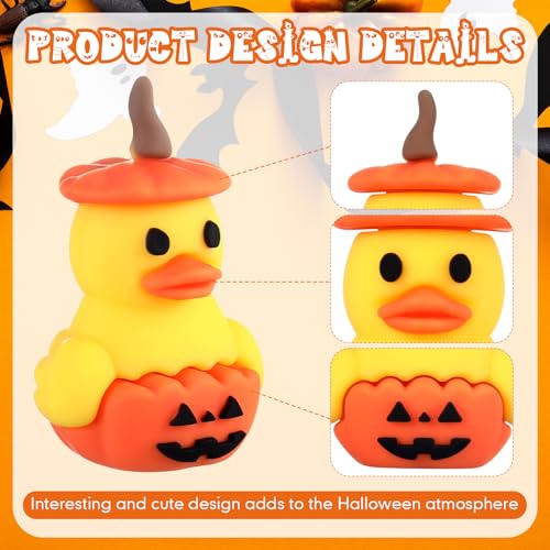 Image of Gejoy 50 Pcs Pumpkin Rubber Ducks Halloween Rubber Ducks Toy Bulk Prize for Adult Party Favors Home Table Decorations