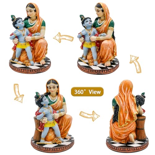 Estatua Hindu Dios Krishna y Yashoda 7.9 pulgadas Polystone miniatura 4