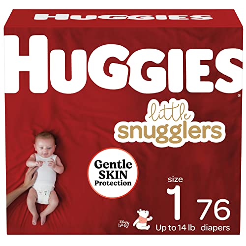 Image of Baby Diapers Size 1, 76ct, Huggies Little Snugglers, Gentle Skin Protection