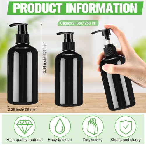 Image of CroBlissful Empty Plastic Pump Bottles 8oz Refillable Lotion Pump Bottle Containers with Dispenser for Shampoo, Conditioner, Face Cream, Massage Oil, Liquid Soap (Black,100 Pcs)
