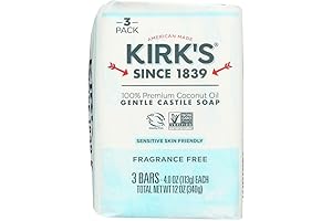 Kirks Castile Soap Fragrance Free with 3pk Bars for Sensitive Skin