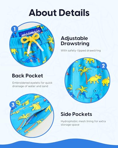 Image of maamgic Boys Swim Trunks with Compression Liner Quick Dry Swim Shorts Anti-Chafe Boy Bathing Suit