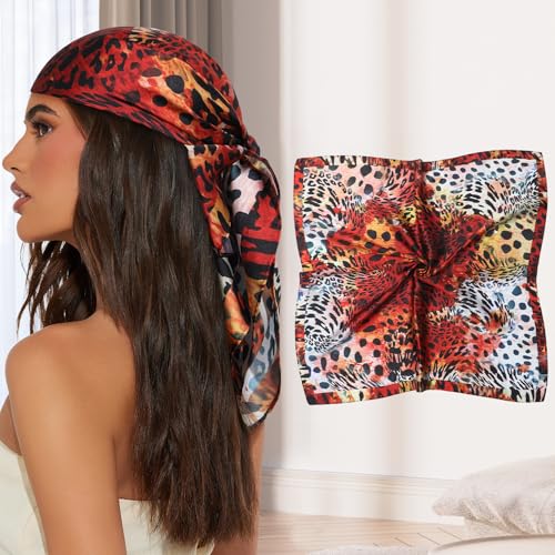 Fashion Digital Printed Square Scarf - Simulation Silk Scarves Bandanas for Women