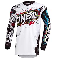 O’NEAL | Motocross-Trikot | Enduro Motorrad | Passform für Maximale Bewegungsfreiheit, Eingenähter Ellbogenschutz, Atmungsaktiv | Element Jersey Villain | Erwachsene | Weiß | Größe S