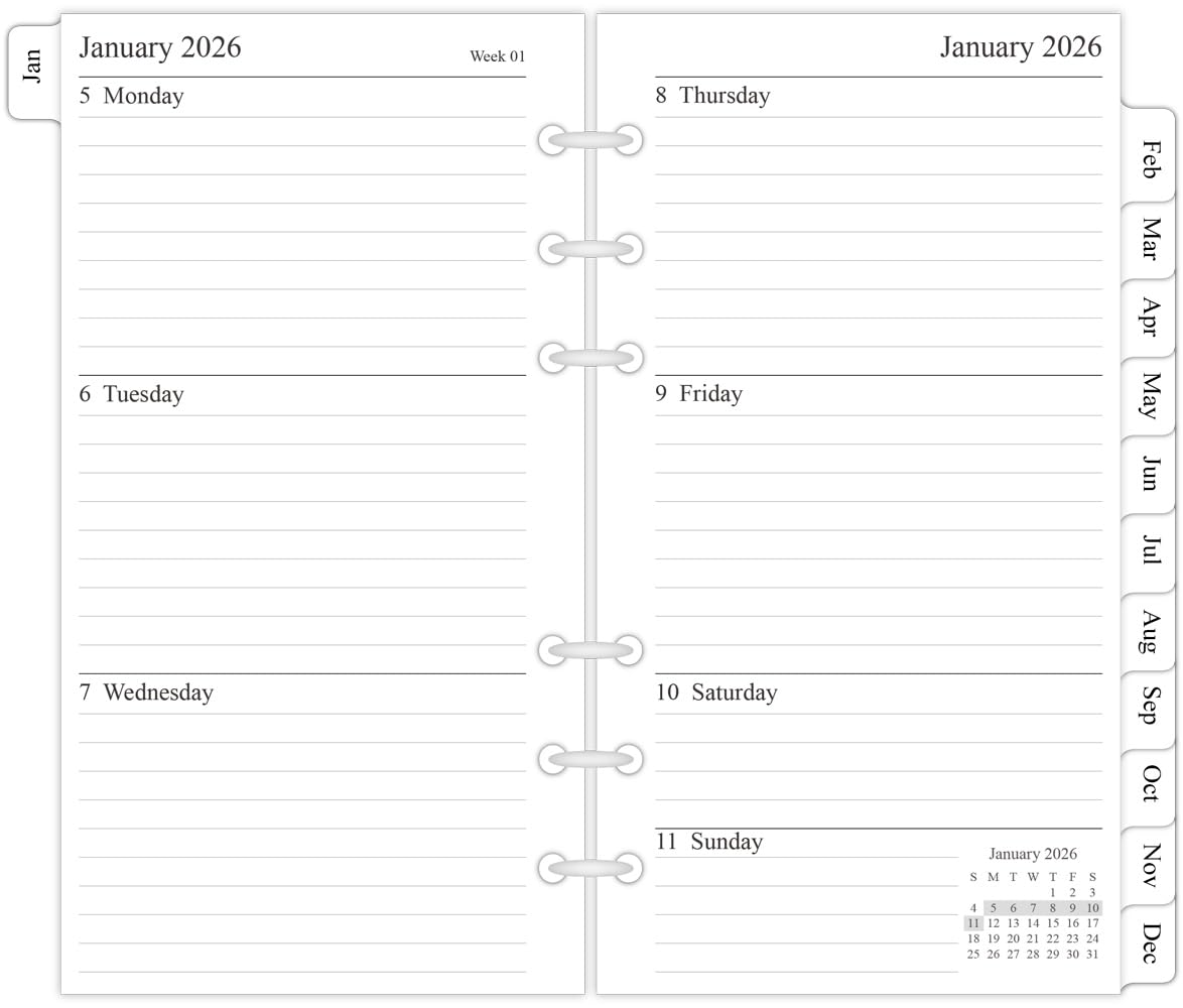 newestor 2025 Weekly & Monthly Planner Refill, 3-3/4" x 6-3/4", January 2025 - Dec 2025, Personal/Compact/Size 3
