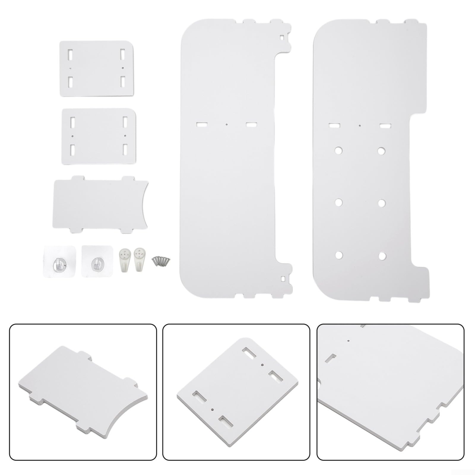 Supporto da parete per TV, per set top box, router e lettore DVD, senza fori, in legno bianco, in plastica composita, per gestione dei cavi, 50 cm