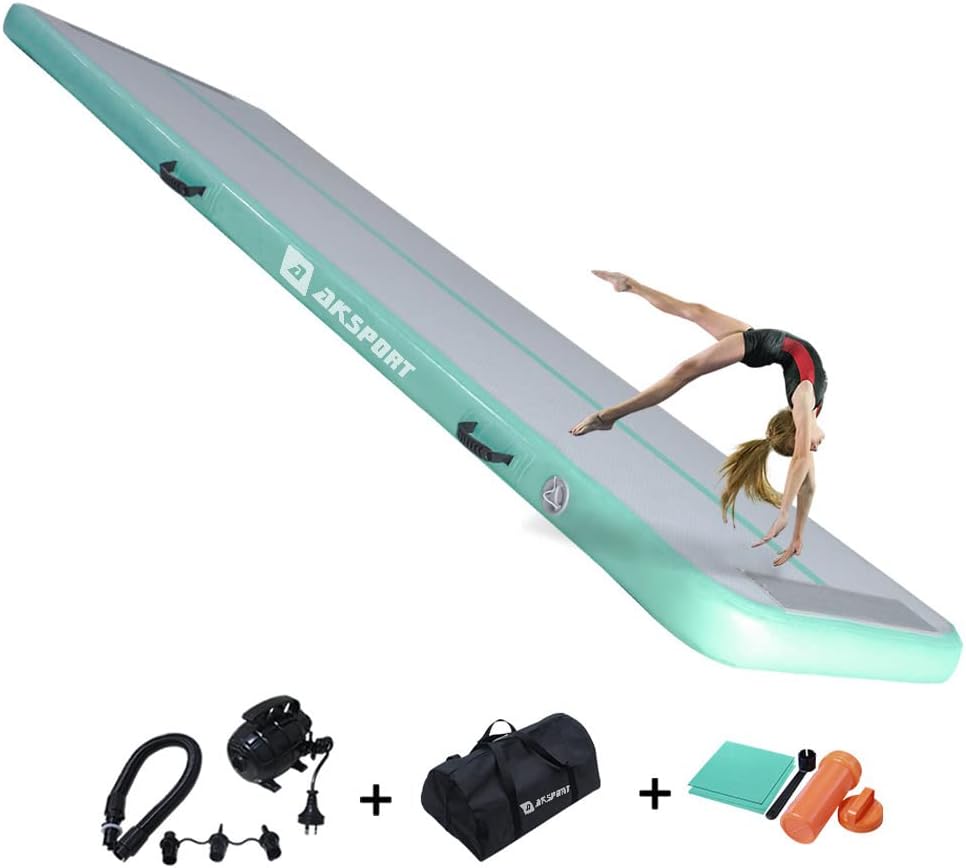 AKSPORT Air Mat Tumble Track 10ft 13ft 16ft 20ft Inflatable Gymnastics Mat Air Tumbling Mat with Air Pump for Home Use/Tumble/Gym/Training/Cheerleading/Yoga : Sports & Outdoors
