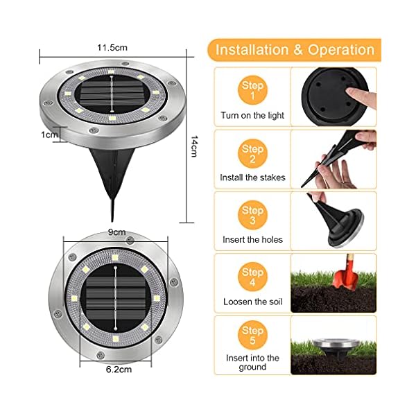 Opard Solarleuchten für Außen, 8 LED Solarlampen für Außen Garten Solar Gartenleuchte Bodenleuchten IP65 Wasserdichte… – Bild 3