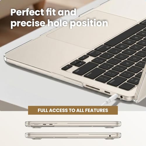 Image of Dyazo Hard Shell Case Compatible for MacBook Air 13.6 Inch (2022-2026 Release M2 M3 M4 M5 A2681 A3113 A3240 A3449) | Slim Protective Laptop Cover with Touch ID, Crystal Finish & Precise Fit(Starlight)