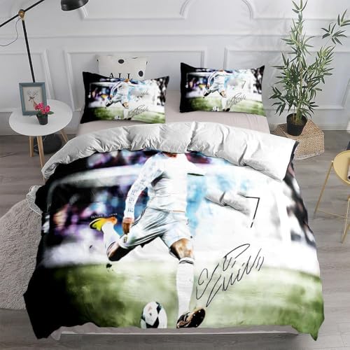 Fußballstar Bettbezug Kinder 135x200cm-1 Stück Fußball Kissenbezug 80x80cm -1Stück