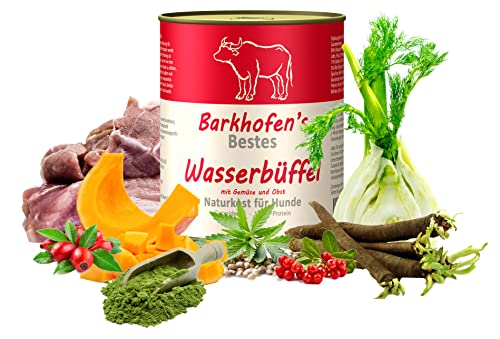 Barkhofen Tiernahrung Nassfutter für Ihren Hund 6X 800g – Hundefutter nass & getreidefrei mit Wasserbüffel - Hunde Futter in Dosen ohne Getreide
