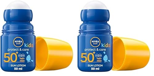 NIVEA Kids Protect & Care Roll-On Sunscreen SPF 50 (50ml, Pack of 2)