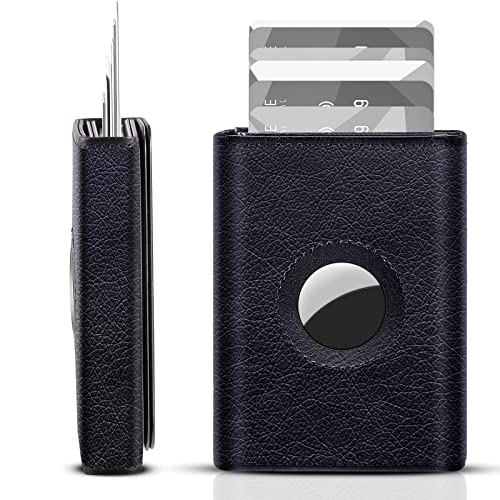 Slim Wallet Compatible with Airtag Wallet Card Case Holder Multifunctional Trifold Wallet Rfid Credit Card Holder Magetic Trifold Wallet Automatic Popup Mini Aluminum Wallet for Men Women (Black)