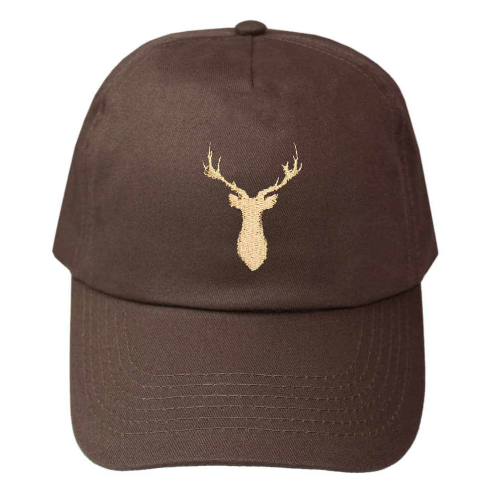 Teddyt's Men's Chocolate Brown Stag Baseball Cap Sun Hat (Chocolate Brown)