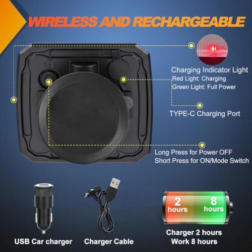 Image of Nilight Magnetic Strobe Lights 2PCS Amber White 12 LED Rechargeable