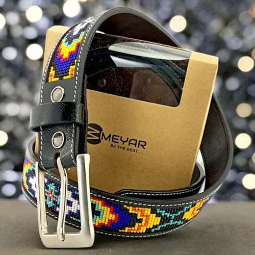 Beaded Genuine Leather Western Belt for Men & Women, Leather Gift For Wife3