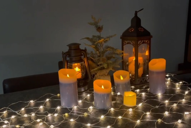 Image of Blue Flameless Candles with Remote and Timer, 4 Pack Real Wax LED Pillar Candles Battery Operated with Flickering Flame,Flickering LED Candles for Christmas Gift Party Home Decor (Blue)