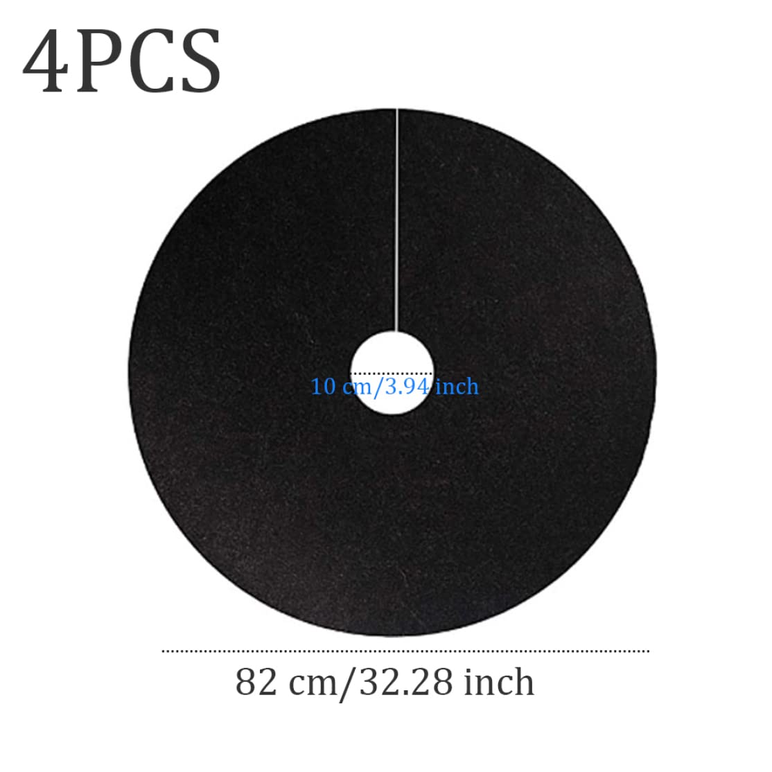 Pierścień ściółki do drzew wielokrotnego użytku, włókninowa mata ochronna na drzewa, zwalczania chwastów, czarna, średnica zewnętrzna 82 cm, 4 sztuki, ochraniacz