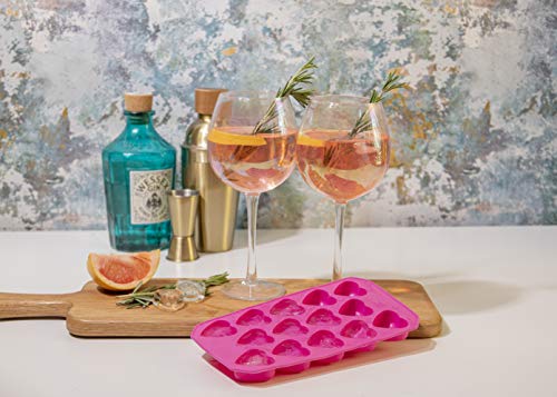 Heart-Shaped Silicone Ice Cube Tray - 26 x 12cm, Pink - Image 2