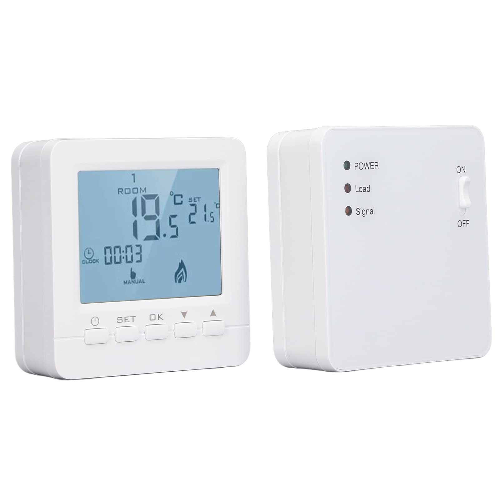 Regolatore di Temperatura Wireless, Termostato RF Programmabile AC230V Modalità Vacanza per Appartamenti
