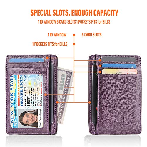 Image of GH GOLD HORSE Slim RFID Blocking Card Holder Minimalist Leather Front Pocket Wallet for Women | Slim