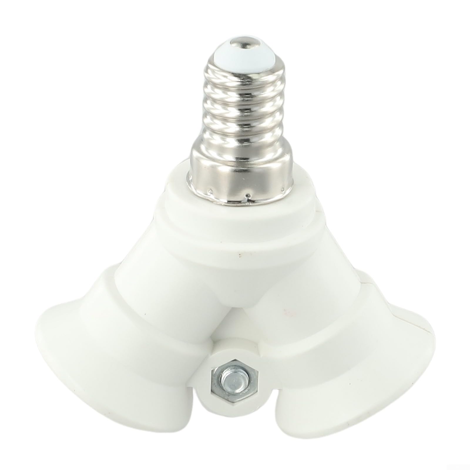 MIKMLYZE Adjustable E14 Lamp Socket Splitter Adapter, Converts Single E14 Base to Dual E14 Bulb Holder for Ceiling Installation, Photography or Home Use, White PBT