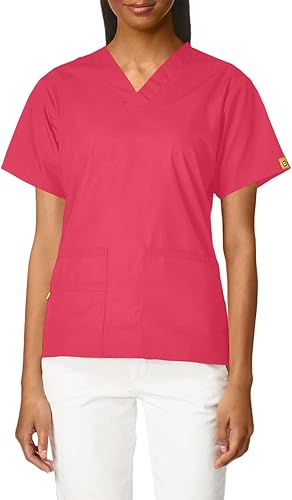 Bata quirúrgica para mujer Wonderwink con 5 bolsillos y cuello en V