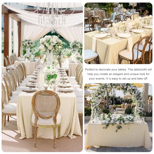 Image of 4 Pack Rectangle Tablecloth for 6 Foot Tables Washable Polyester Table Cover for Wedding Dining Table Parties Banquet(60x102 Champagne)