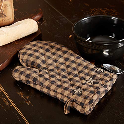 VHC Brands Classic Country Primitive Tabletop & Kitchen-Farmhouse Star Oven Mitt, Charcoal Black