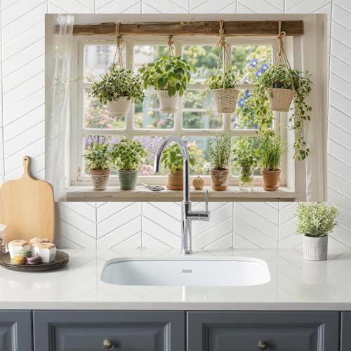 Image of Herb Garden Window Backsplash Peel and Stick, 35.4x23.6 in