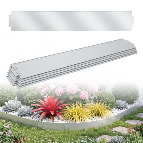 LARS360 5m Bordure de Jardin Gazon en Acier Galvanisé Bordure pour Pelouse Palissade Acier Galvanisé Barrière pour Jardin Plantes Potager, Hauteur: 15cm