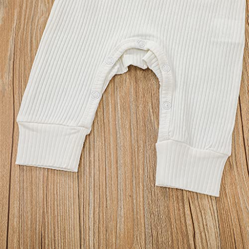 Niceclould Newborn Baby Boy Girl Knitted Romper Solid Long Sleeve One Piece Jumpsuit Bodysuit Playsuit Fall Winter Clothes 0-18M (A-White, 12-18 Months) #TOP5