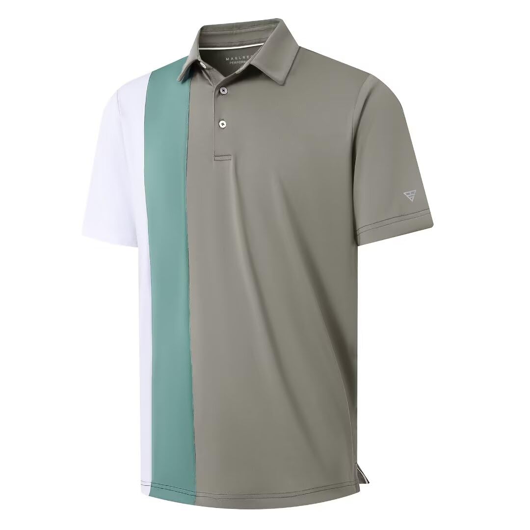 M MAELREG Mens Golf Polo Shirts Short Sleeve Dry Fit Casual Performance Moisture Wicking Color Block Polo Shirts for Men