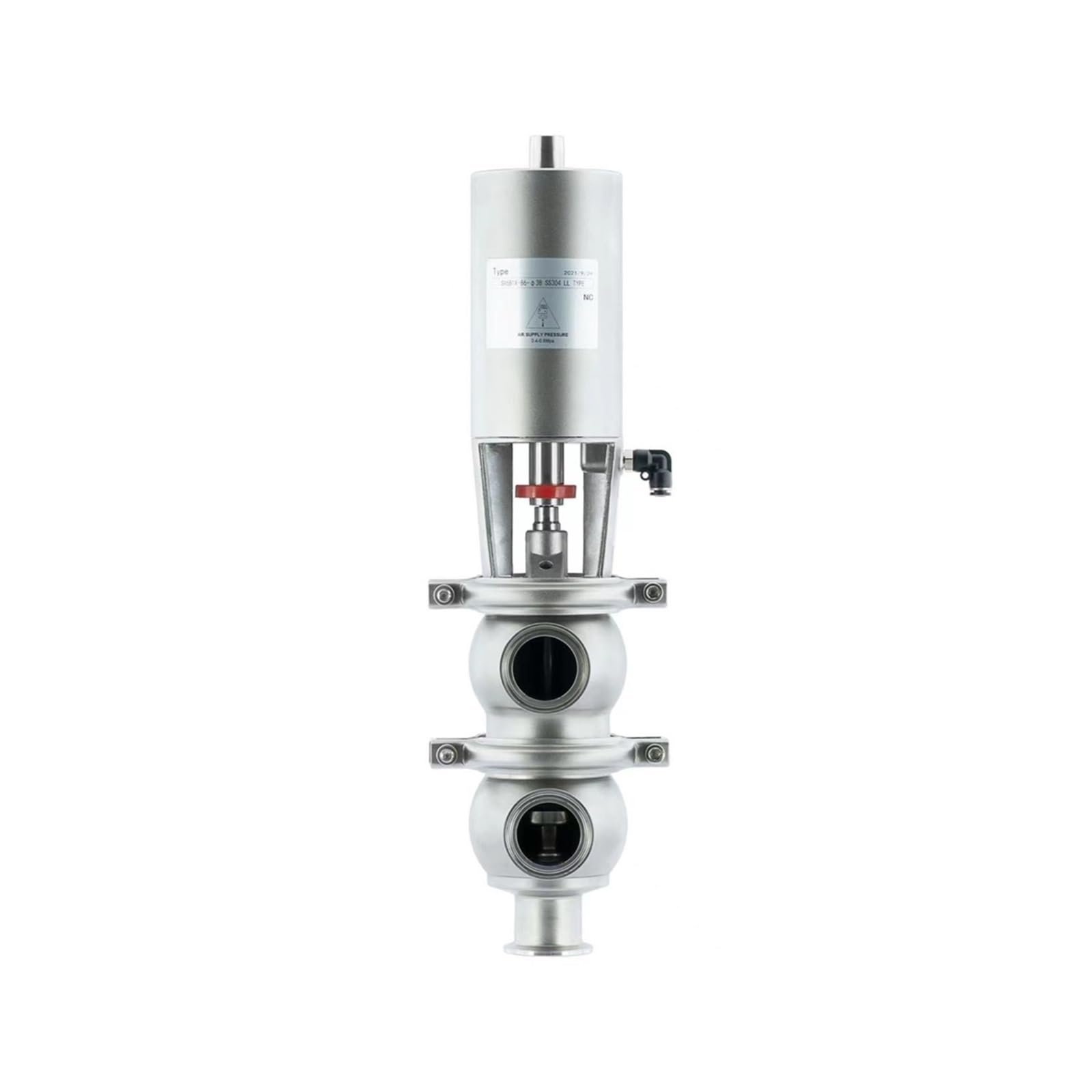 SWEWDSQG 3" Tri Clamp OD 91MM Pneumatic Reversing Valve Single Acting Stainless Steel 304