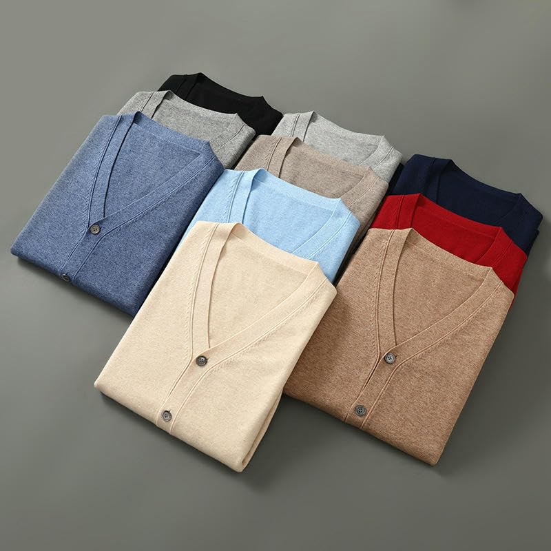 Men's Autumn Winter V-Neck Long Sleeve Loose Gentle Knit Cardigan2