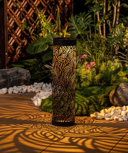 Groupe DDC Borne Solaire LED Extérieur 150 Lumens - Éclairage Jardin Allée Terrasse - 5 Designs - Motif Lumineux Projeté - Recharge Solaire et USB -...