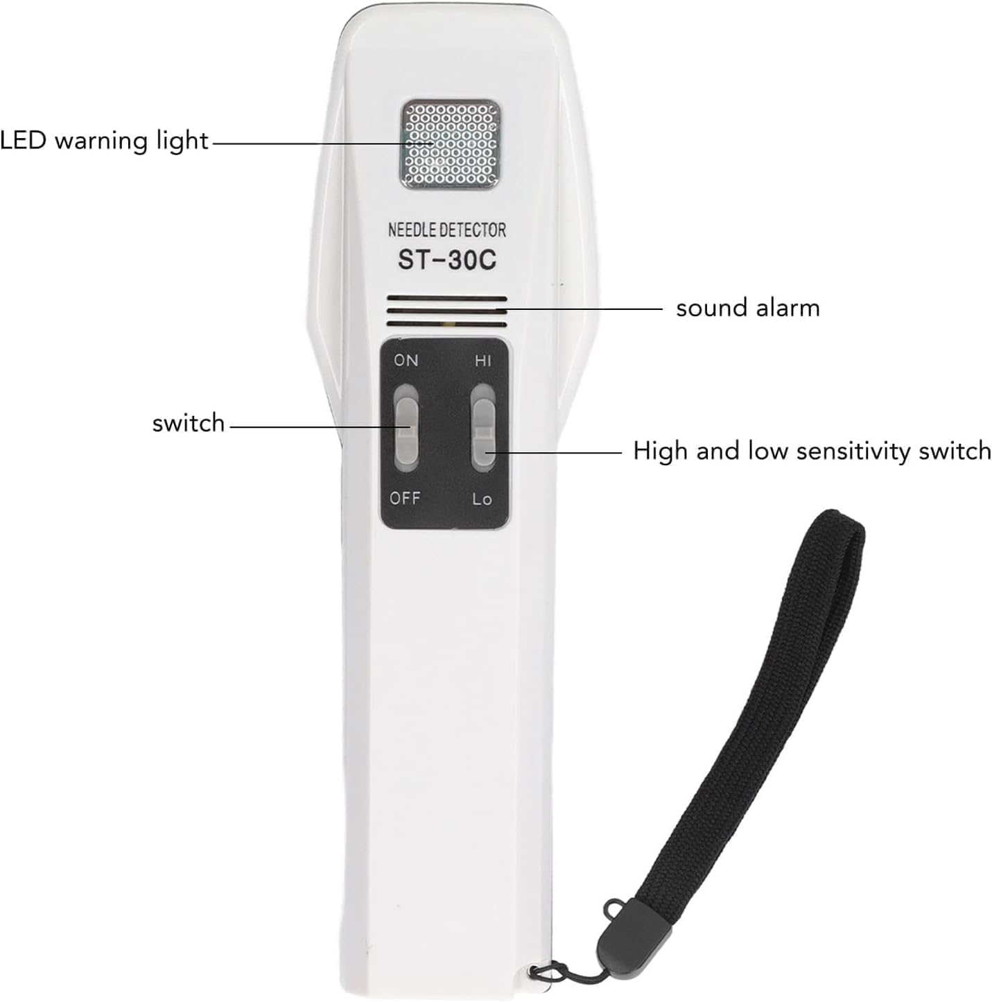 Détecteur d'aiguilles professionnel à main - Détecteur de métaux haute sensibilité pour tissus tricotés avec alarme sonore et lumineuse - Sensibilité réglable pour contrôle de la qualité des textiles