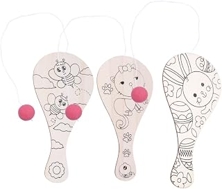 Sosoport Brinquedo 3 Pçs Para Crianças Brinquedos Educativos Brinquedos Educativos Para Crianças Raquete De Madeira Graffiti Pílula Brinquedo De Pintura Adereços De Jogo De Bola