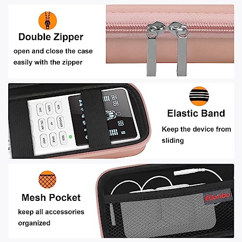 Image of Elonbo Carrying Case for Etekcity TENS Unit Muscle Stimulator Machine, Hard Travel Organize Bag for Electric Pulse Massager, Extra Mesh Pocket Fits Electrode Pads Lead Wires Charger, Rose Gold
