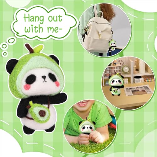 Image of PATPAT� Needle Felting Kit,Needle Felting Kit for Beginners,Wool Needle Felting Beginner Kits with Colorful Wool,Felting Needles,Instructions,for Adults Beginner Supplies DIY (Avocado Panda)