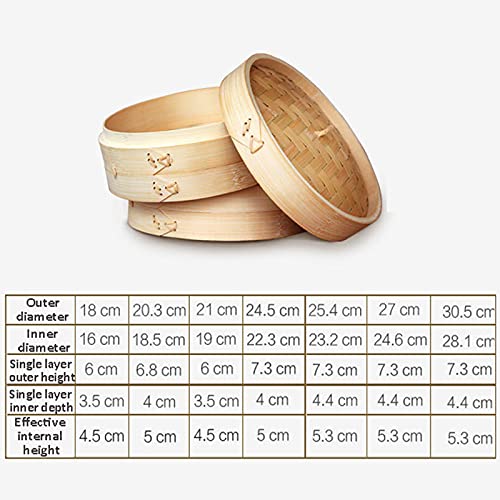 Bamboo Steamer, 2 Tiers Chinese Food Steamers, Traditional Design Healthy Cooking for Dumplings, Vegetables, Chicken, Fish - Handmade Steam Basket Included 2 Gauze Liners, 2-Tiers with Lid,20.3cm - Image 5