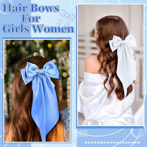 5 Piezas Pinzas Grandes Azules de Satín para Cabello miniatura 5
