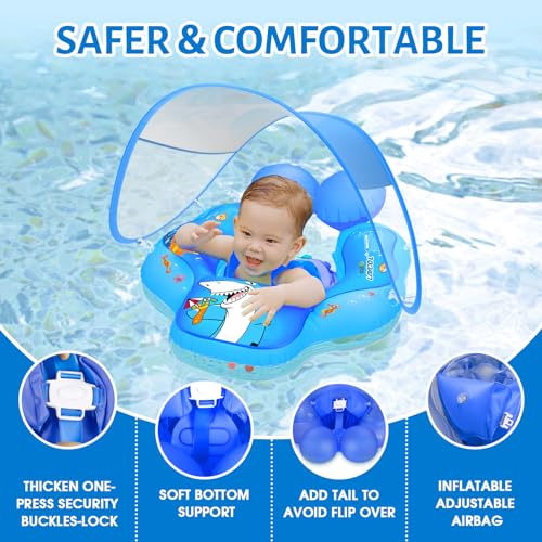image for LAYCOL Baby Swimming Float with UPF50+ Sun Canopy Baby Floats for Pool