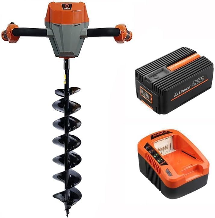 Redback - Excavadora inalámbrica de 40 V con taladro de tierra sin escobillas, batería de 4 Ah y cargador de 5 A incluido
