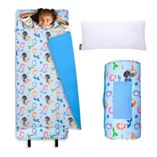 Wildkin Original Nap Mat with Pillow for Toddler Boys and Girls, Measures 50 x 20 x 1.5 Inches, Ideal for Daycare and Preschool, Mom's Choice Award Winner, BPA-Free, Olive Kids (Mermaids)
